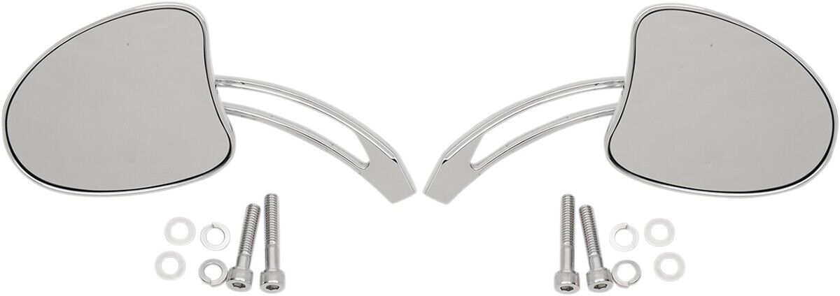 Drag Specialties Tapered Mirrors with Slotted Stems Chrome 0640-1098