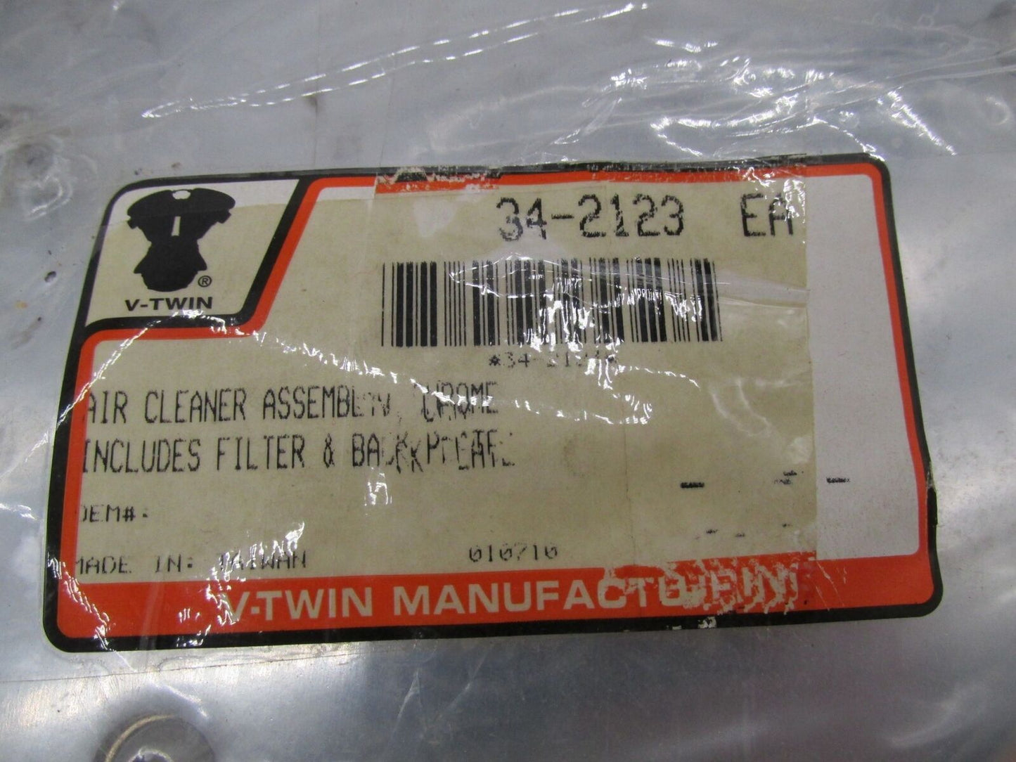 Harley V-Twin Chrome Air Cleaner Assembly w/ Filter & Back Plate 34-2123