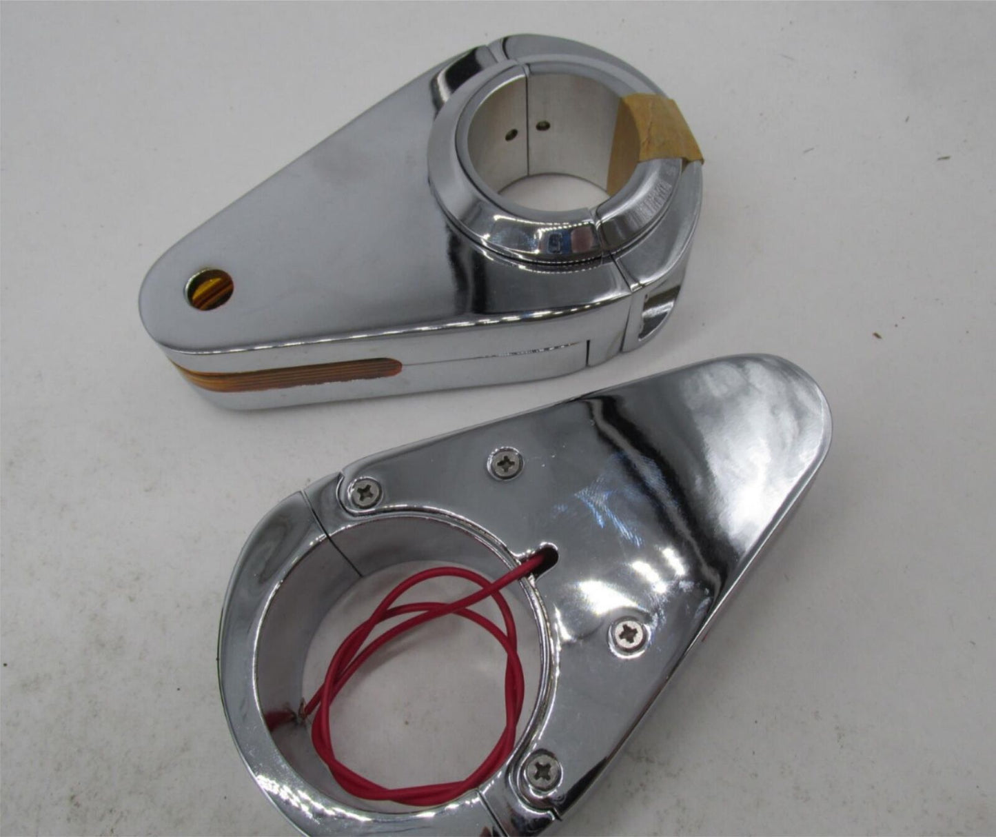 Pair of Highway Hawk Motorcycle 56MM Chrome Fork Leg Spotlight Brackets 68-612