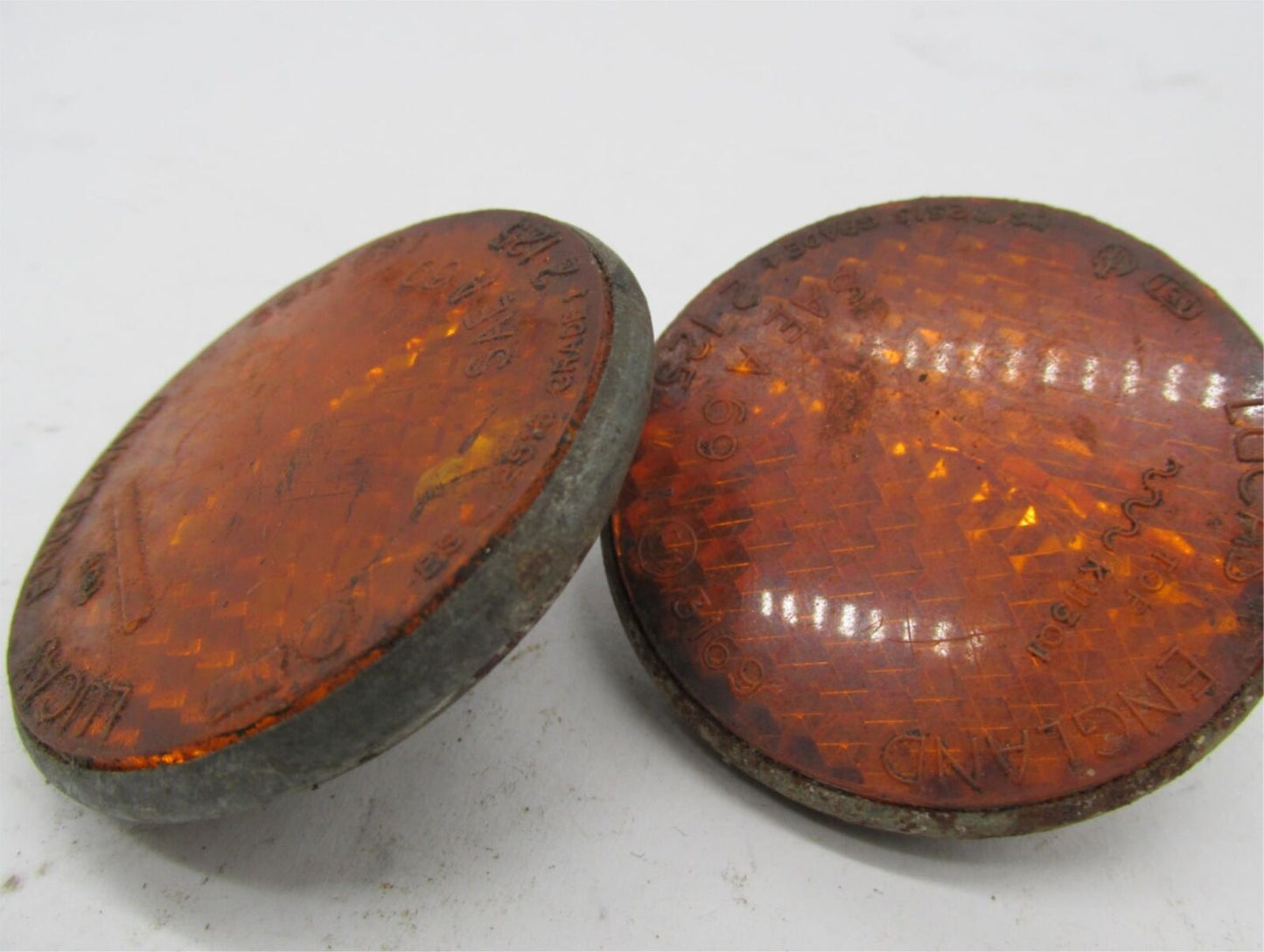 Pair of Vintage Original Lucas 1971 Amber Reflectors BSA Triumph RER-14