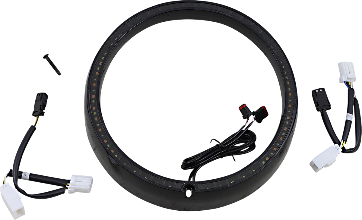 Custom Dynamics Amber/White Headlight Trim Rings Black PB-7TR-AW-2B