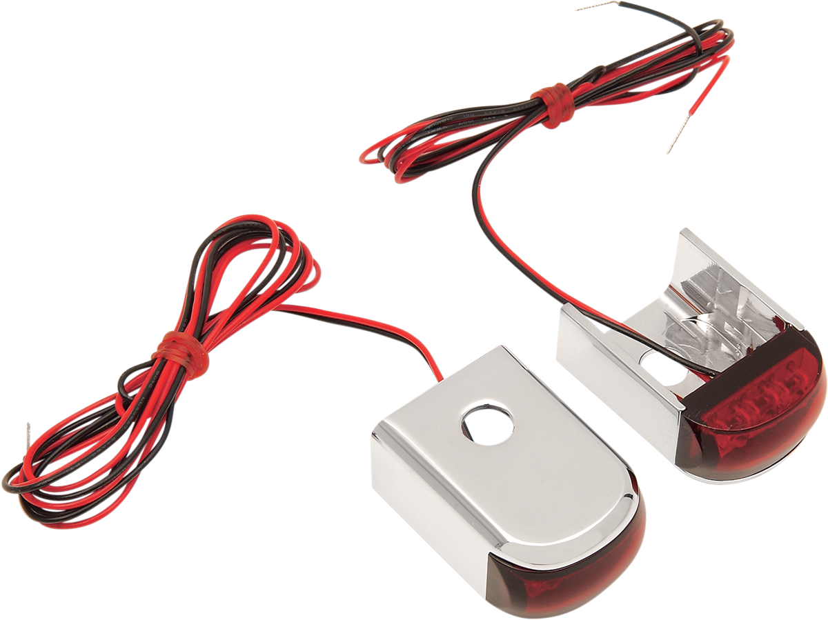 Alloy Art Fender Strut LED Marker Lights Chrome with Red LED - Red Lens DSL-3