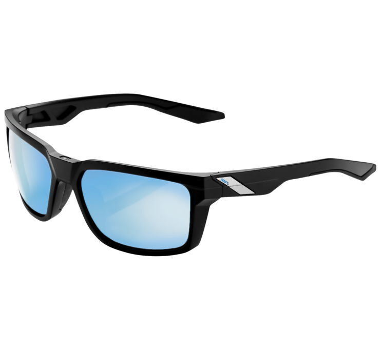 100% Daze Sunglasses Matte Black w/Blue Mirrored HiPer Lens 61030-019-75