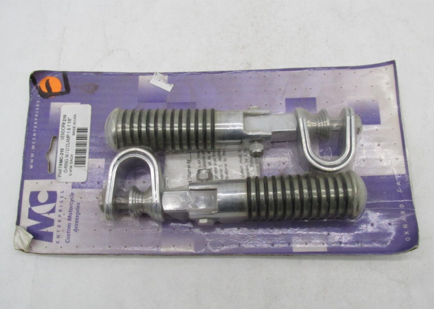Pair of MC Enterprises Harley Davidson Highway O-Ring Foot Pegs W/U Clamp