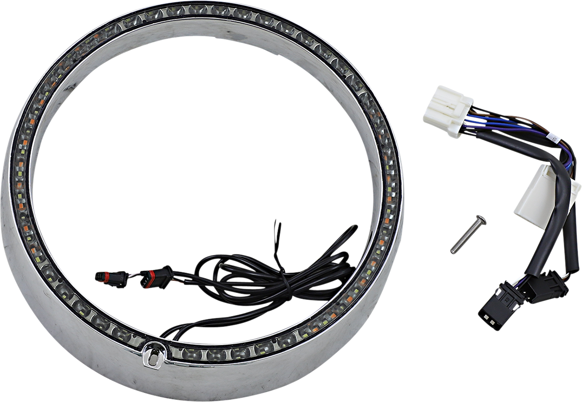 Custom Dynamics Amber/White Headlight Trim Rings Chrome PB-7TR-SEQ-3C