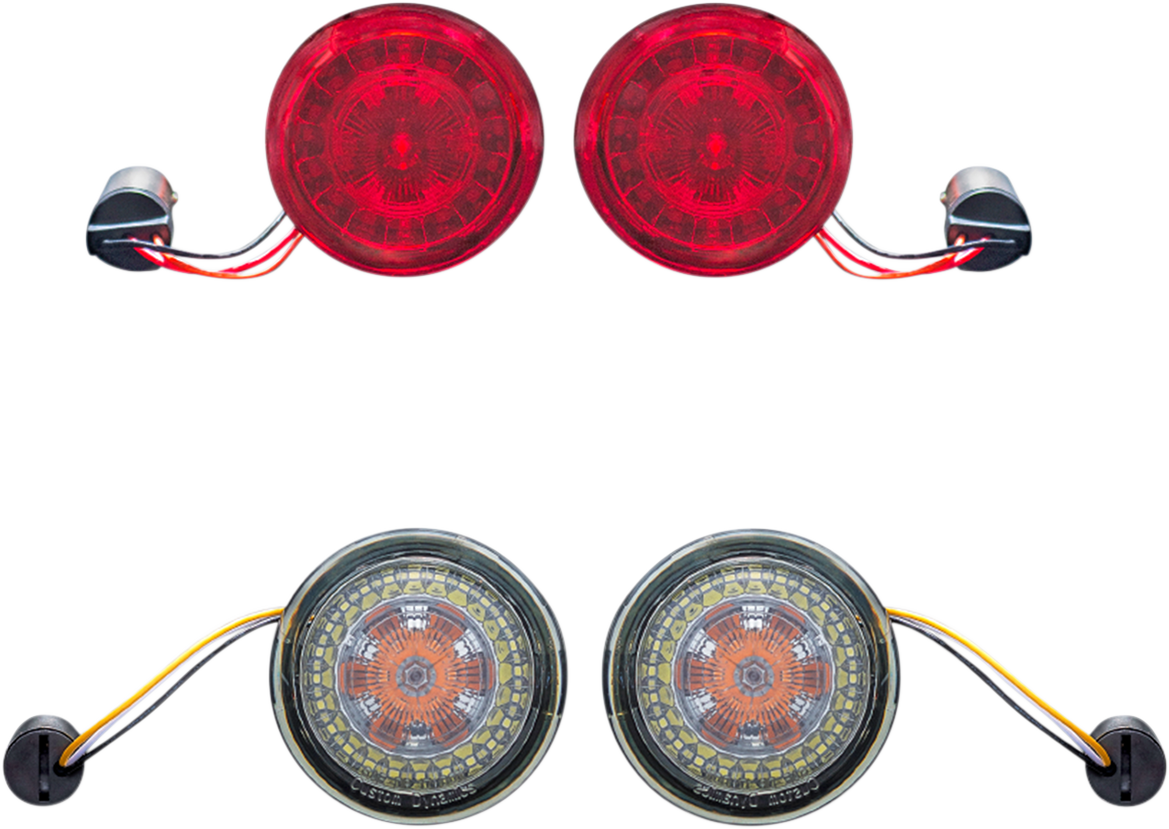 Custom Dynamics Porbeam Turn Signal Insert Kit Chrome/Red PB-BCM-KIT2