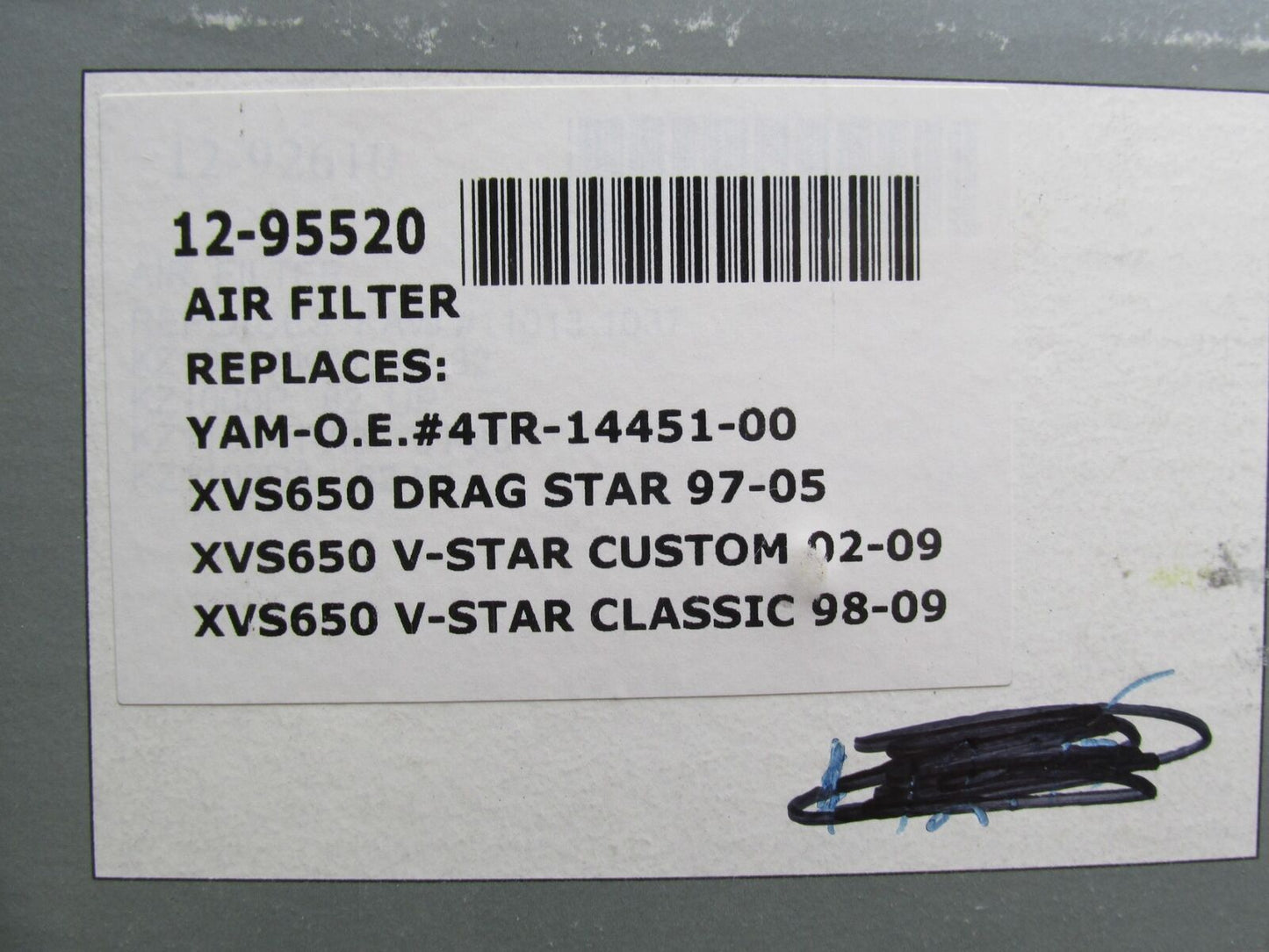 EMGO Motorcycle Air Filter 12-95520 XVS650 V-Star 4TR-14451-00