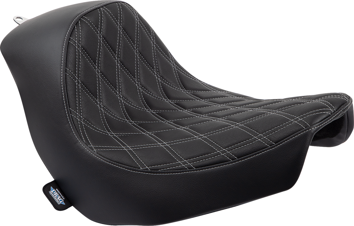 Drag Specialties Solo Seat Double Diamond - Black w/ Silver Stitching 0802-1514