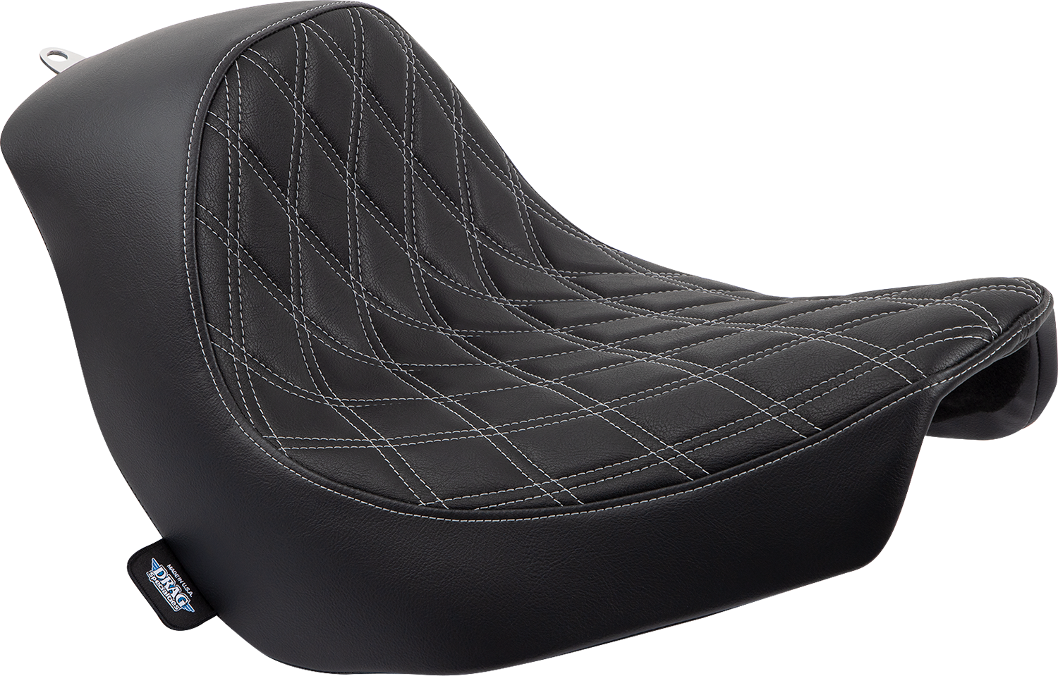 Drag Specialties Solo Seat Double Diamond - Black w/ Silver Stitching 0802-1514
