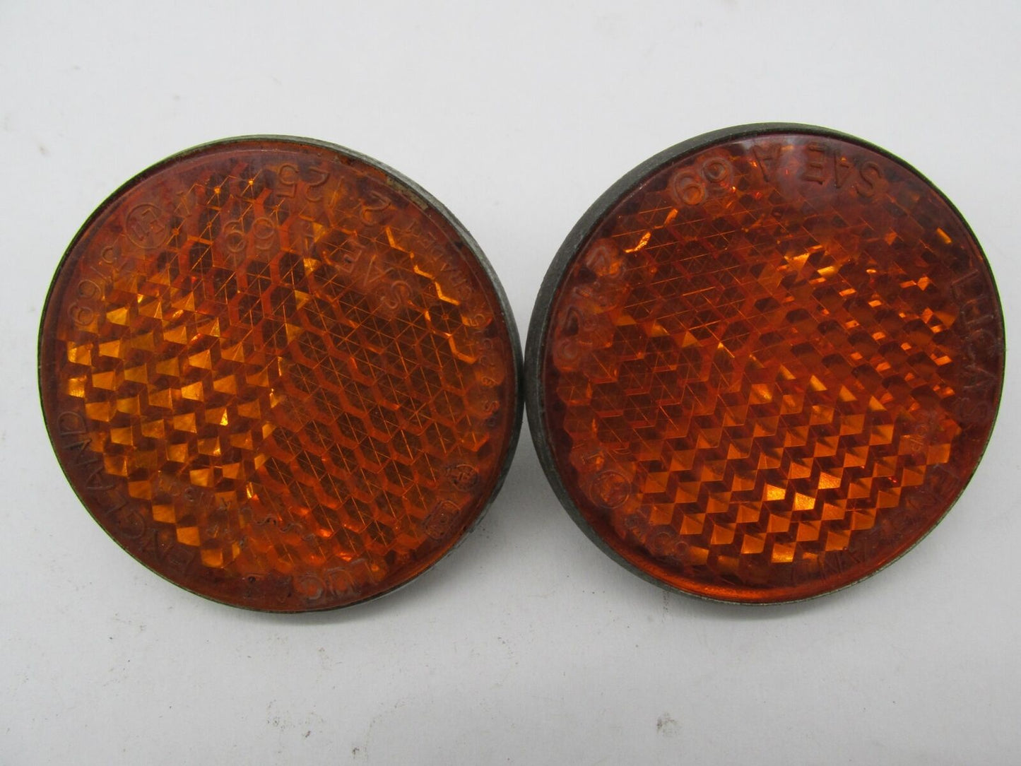 Pair of Vintage Original Lucas 1971 Amber Reflectors BSA Triumph RER-14