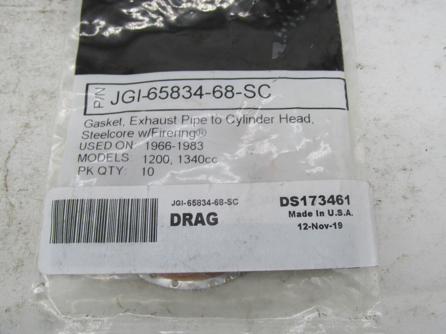 (1) Harley James Gaskets Exhaust Pipe to Cylinder Head Gasket JGI-65834-68-SC