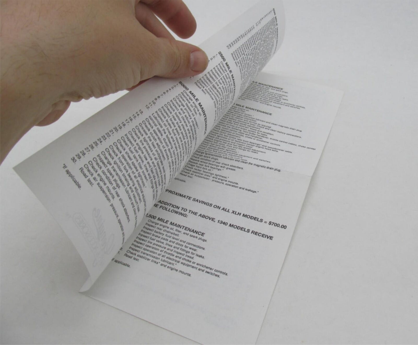 Harley-Davidson 1200 Sportster Service Maintenance Schedule Sales Booklet