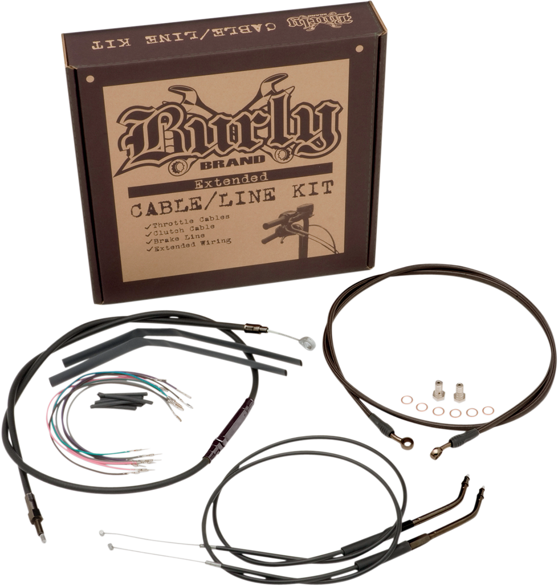Burly Extended Cable/Brake Line Kit for Burly Ape Handlebars 12in B30-1033