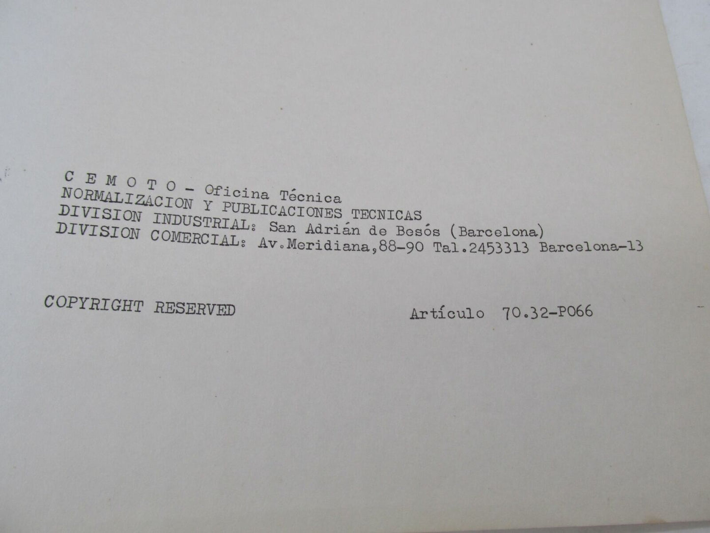 Bultaco 1969 Original Provisional El Montadero Parts Catalog List 70.32-P066