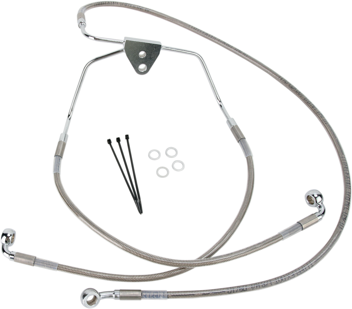 Drag Specialties Extended Stainless Steel Front Brake Line Kit 1741-2626 Clear