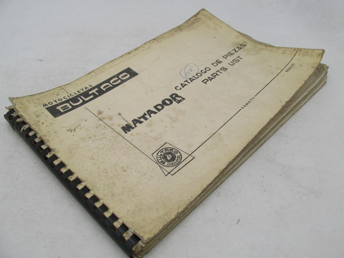Bultaco Factory 1972 Matador Mk4 Motorcycle Catalog Parts List Book 75.32-117
