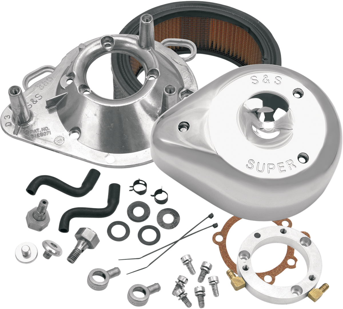 S & S Cycle Teardrop Air Cleaner Kit Stock CV & EFI 17-0450