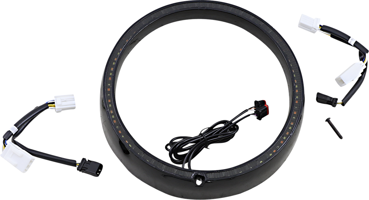 Custom Dynamics Amber/White Headlight Trim Rings Black PB-7TR-SEQ-2B