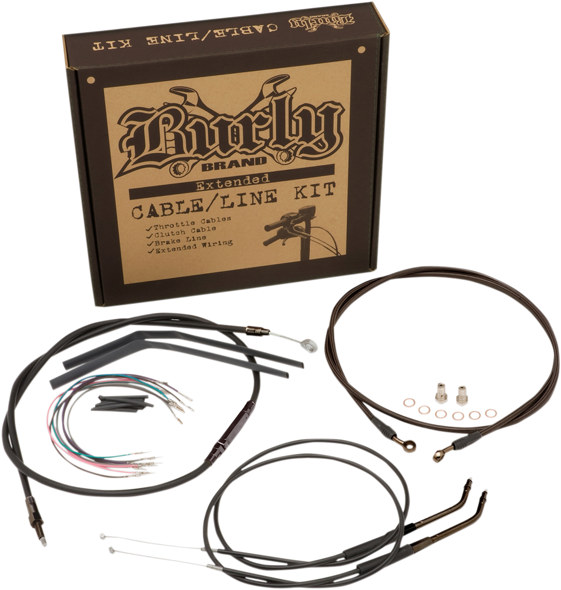 Burly Black Vinyl Handlebar Cable and Brake Line Kits for Jail Bars 14" B30-1148