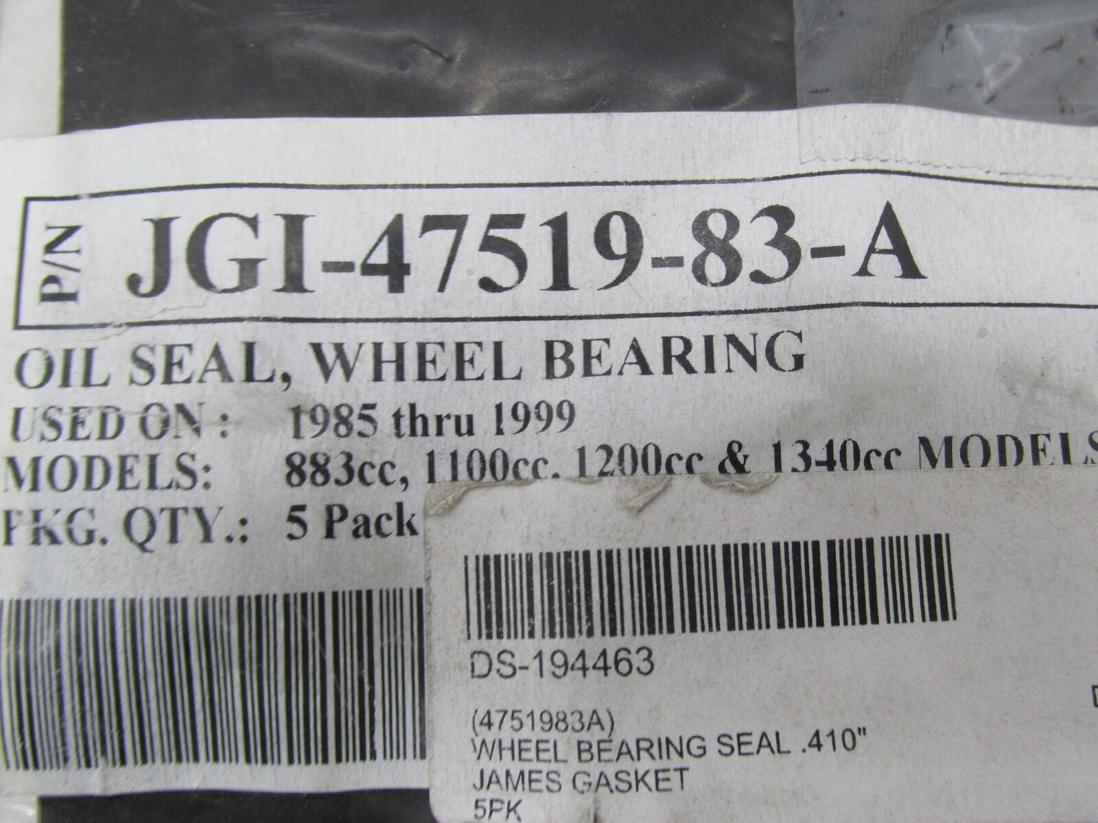 (1) Single Harley Davidson James 1985-1999 Wheel Bearing Oil Seal JGI 47519-83
