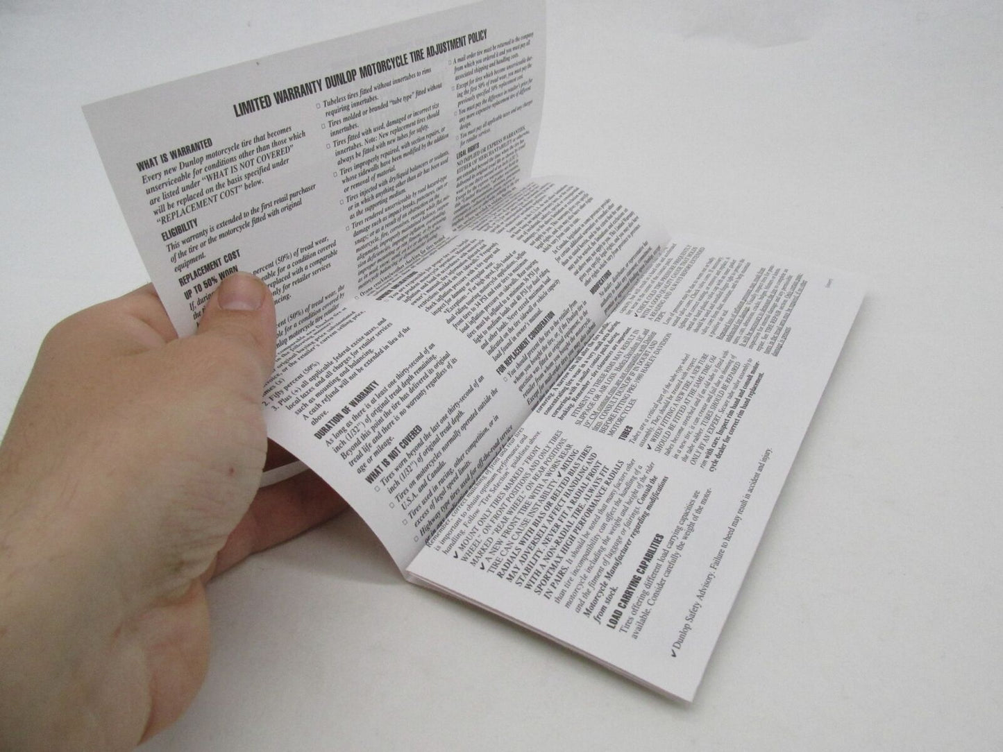 Harley OEM Dunlop Tires Limited Warranty Maintenance & Care Booklet Brochure