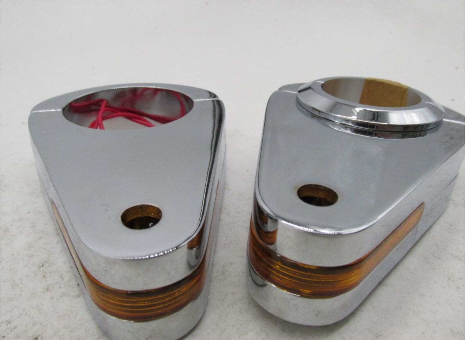 Pair of Highway Hawk Motorcycle 56MM Chrome Fork Leg Spotlight Brackets 68-612