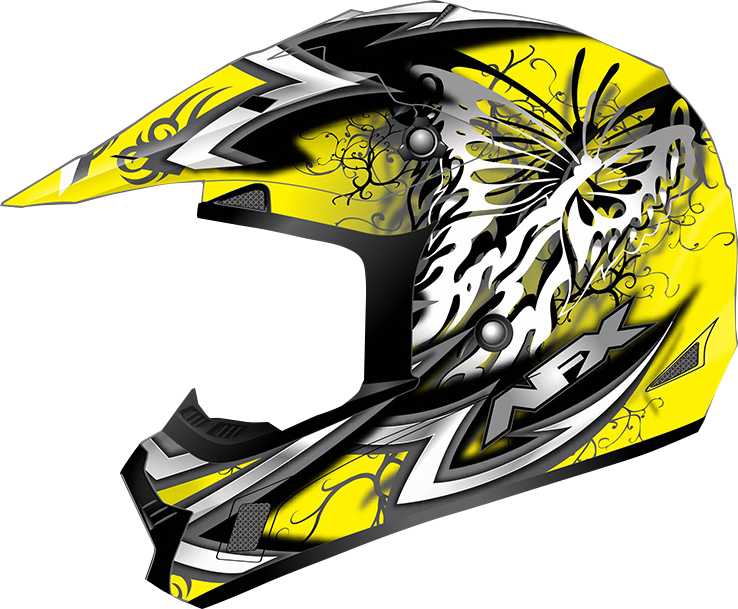 AFX FX-17 Butterfly Helmet Matte Yellow Large 0110-7134