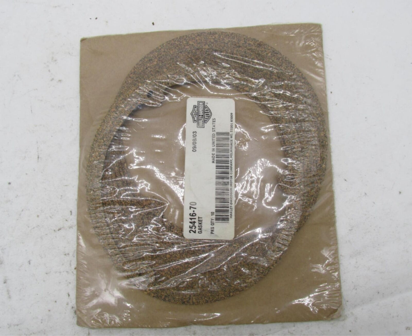 Pack of 10 Harley Davidson Genuine NOS Cork Clutch Derby Cover Gaskets 25416-70