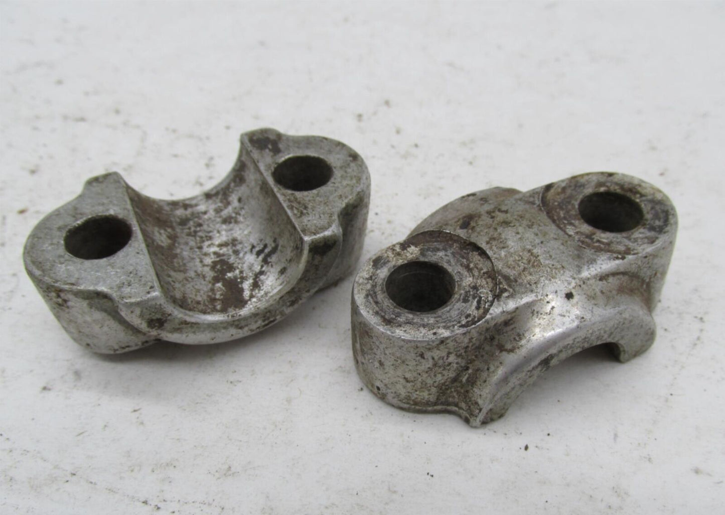 Pair of Vintage Triumph BSA Front Wheel Axle Fork Clamp Holders Caps