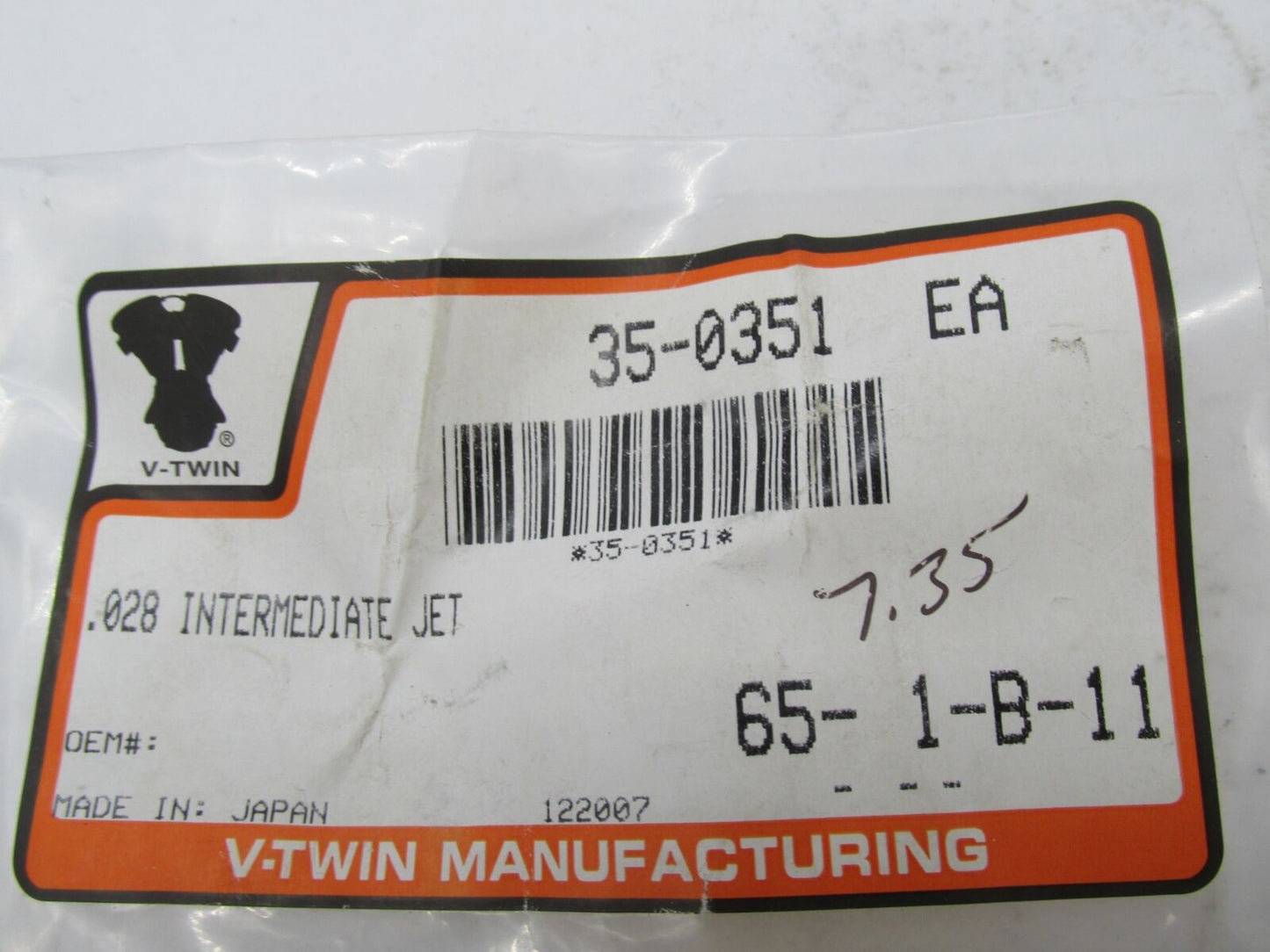 Harley Davidson V-Twin Carburetor 0.028 Intermediate Jet 35-0351