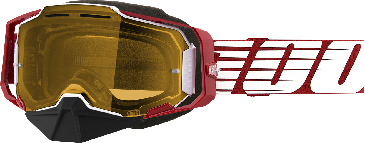 100% Armega Snow Goggles Oversized Red - Yellow 50007-00006