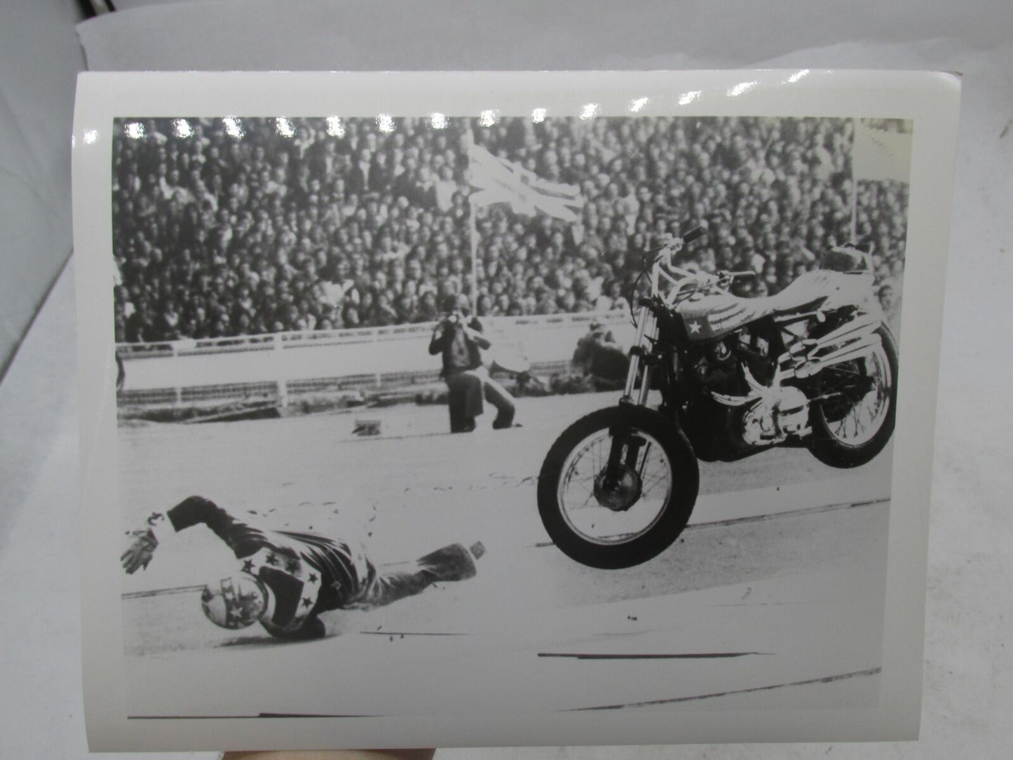 Evel Knievel Jump Crash Photo Reprint 8X10" Black & White B&W Harley Davidson