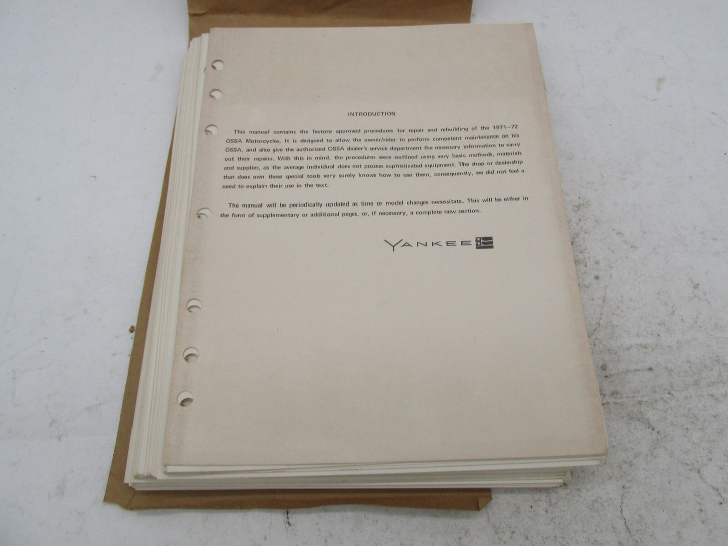 Vintage Yankee OSSA Official Factory NOS 1971-1972 Service Repair Manual