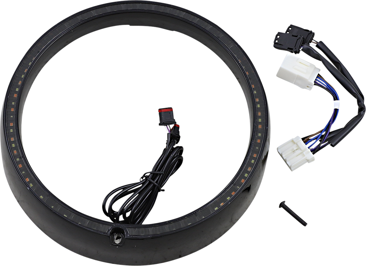 Custom Dynamics Amber/White Headlight Trim Rings Black PB-7TR-SEQ-3B