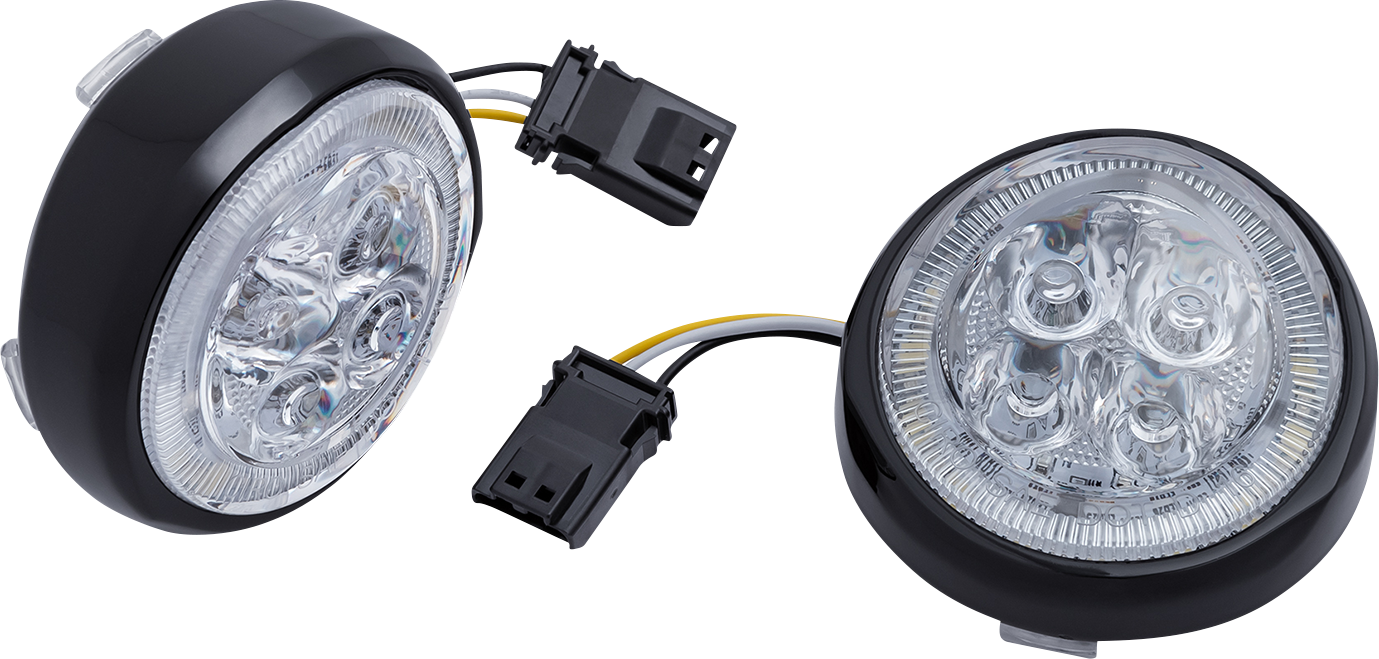 CIRO LED Lighted Fang Front Signal Light Inserts with Bezel Black/Clear 45423