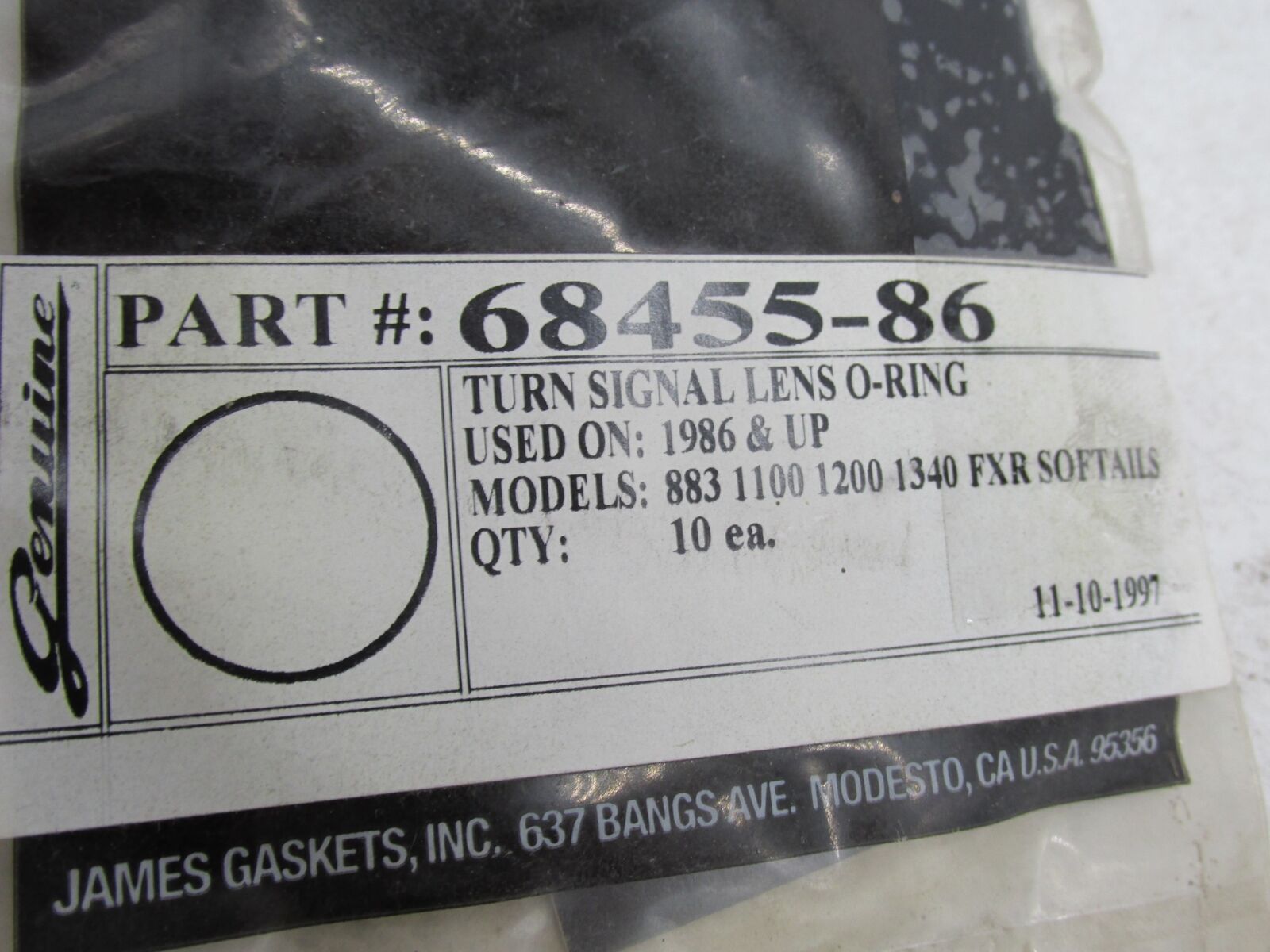 Lot of 8 Harley Davidson James Gaskets Turn Signal Lens O-Rings 68455-86