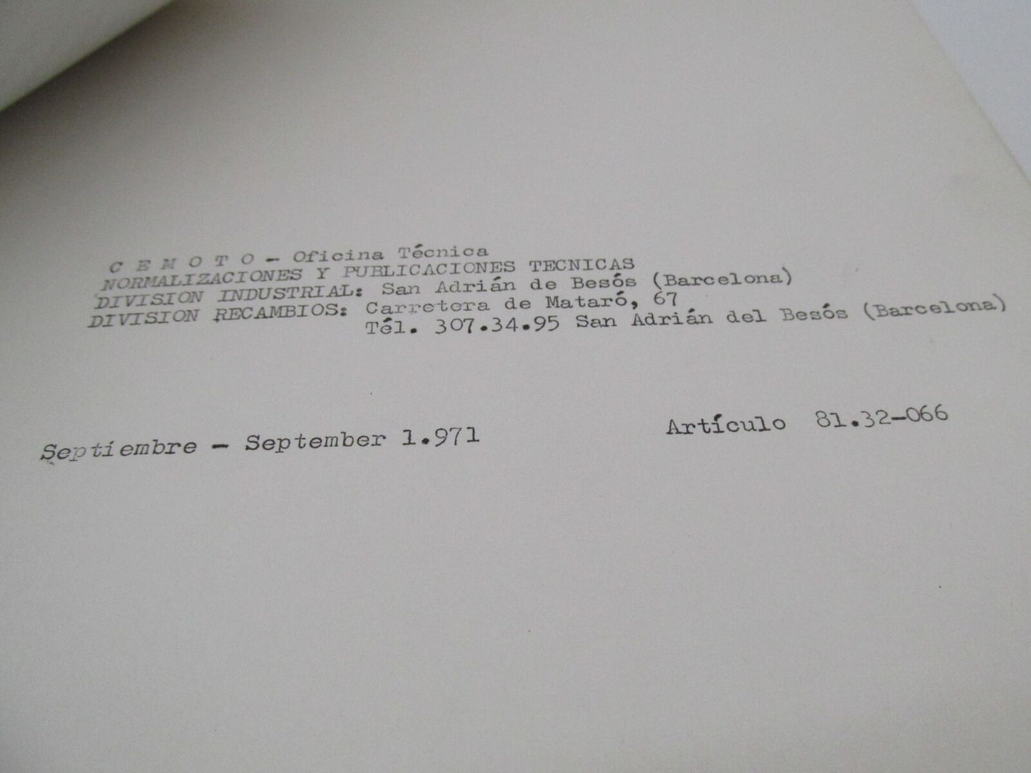 Bultaco Factory 1971 El Montadero MK2 Parts List Catalog Manual 81.32-066