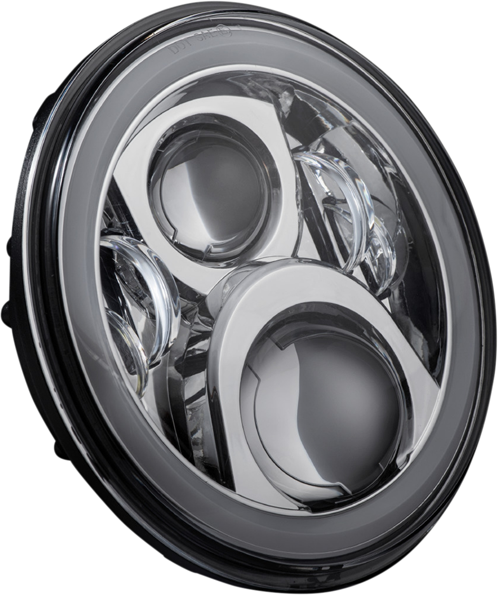 Custom Dynamics 7" Halo Headlamp with Touring Adapter Chrome CD-7-14-C