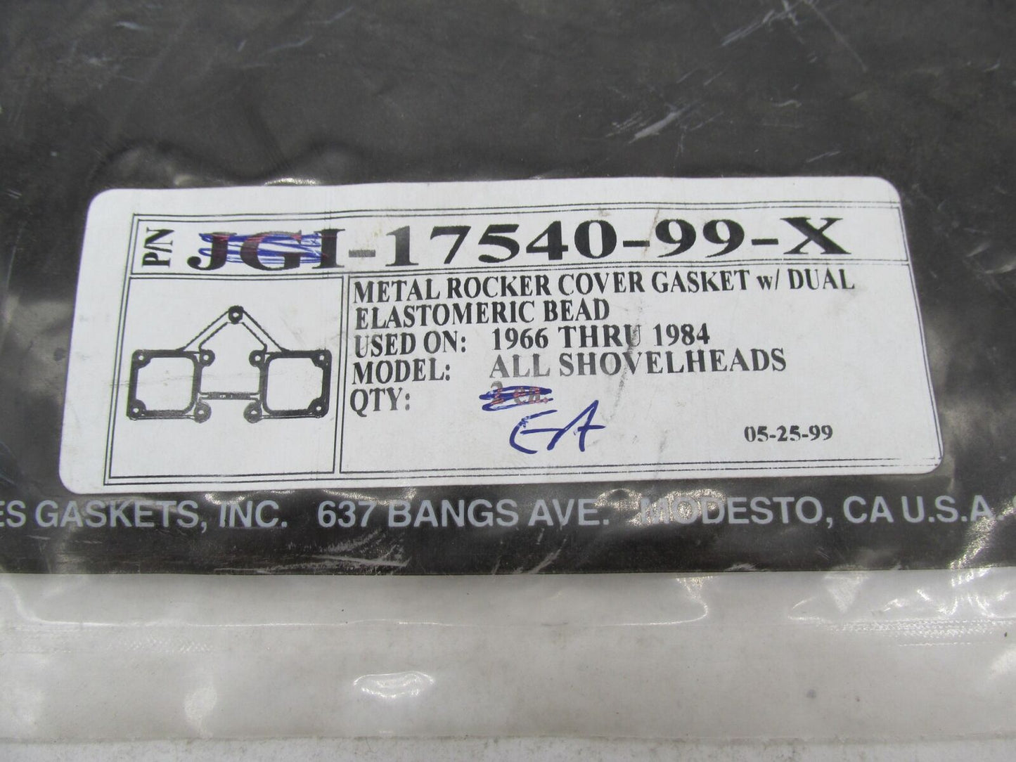 (1) Single Harley Davidson James Gaskets Metal Rocker Cover Gasket 17540-99