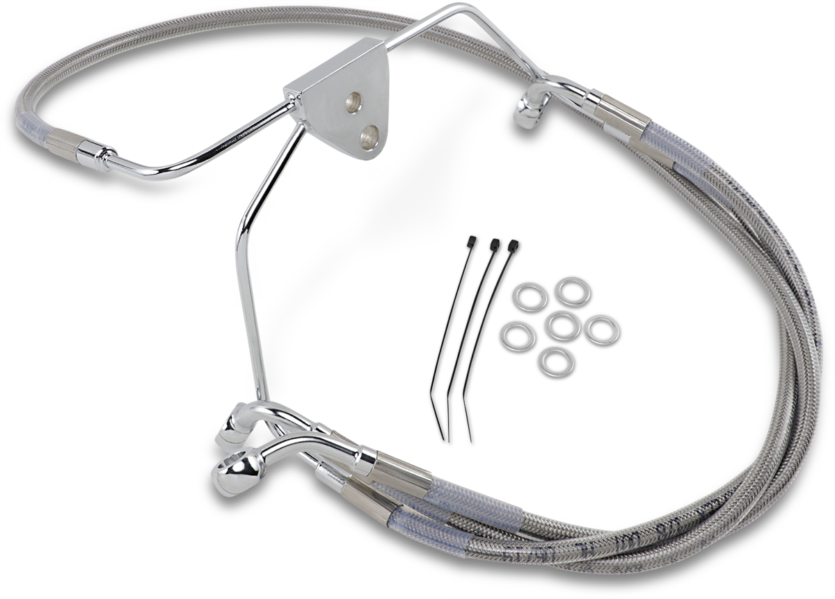 Drag Specialties Extended Stainless Steel Front Brake Line Kit 1741-2630