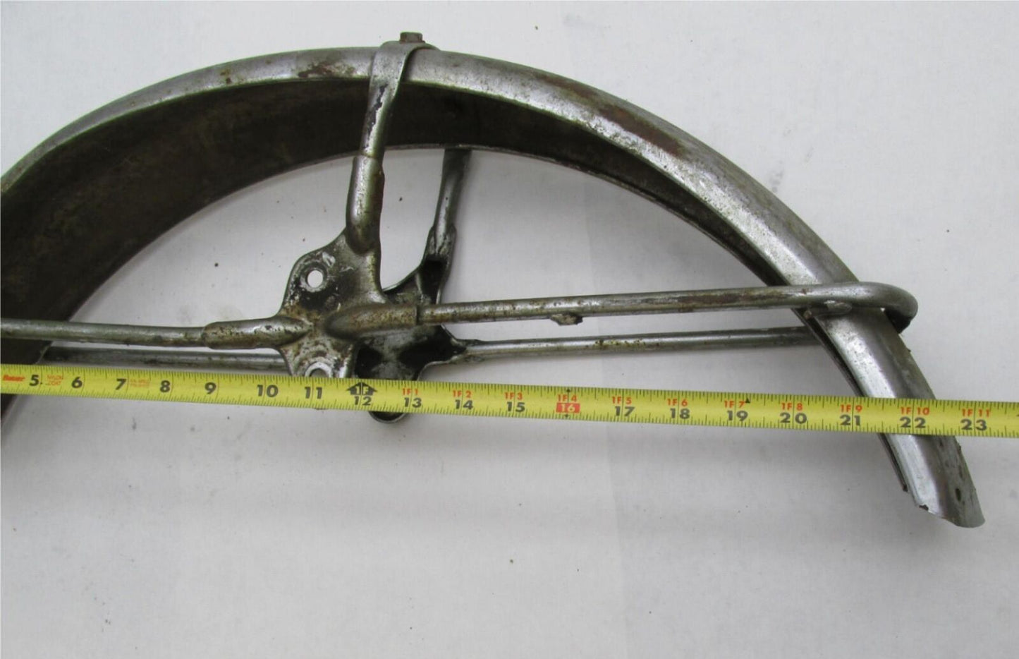 Vintage 4" wide Harley Triumph BSA Norton Chrome Patina Front Fender w/ Braces