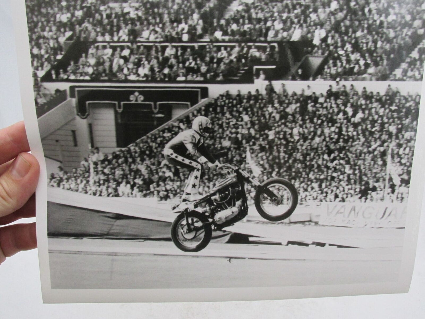 Evel Knievel Memorabilia Wheelie Photo Reprint 8X10" Black & White B&W Harley