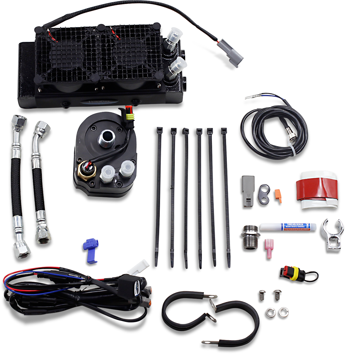 ULTRACOOL 3.0 Lower Fairing Mount Oil Cooler with Fan Kit for FLH Black SMT-4