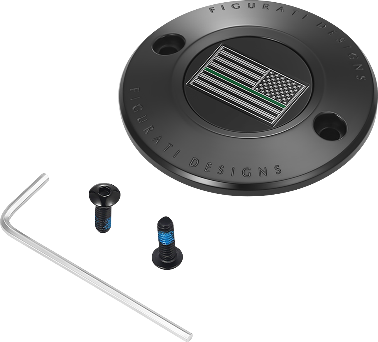 FIGURATI DESIGNS Timing Cover 2 Hole Green Line - Black American FD72-TC-2H-BLK