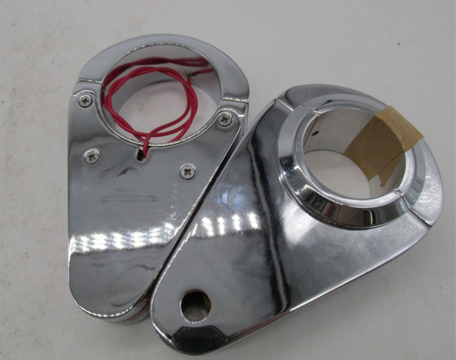 Pair of Highway Hawk Motorcycle 56MM Chrome Fork Leg Spotlight Brackets 68-612