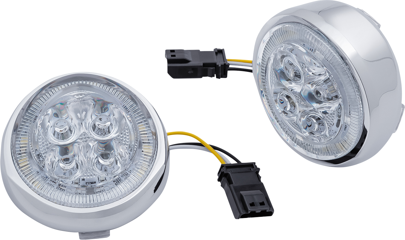 CIRO LED Lighted Fang Front Signal Light Inserts with Bezel Chrome/Clear 45403