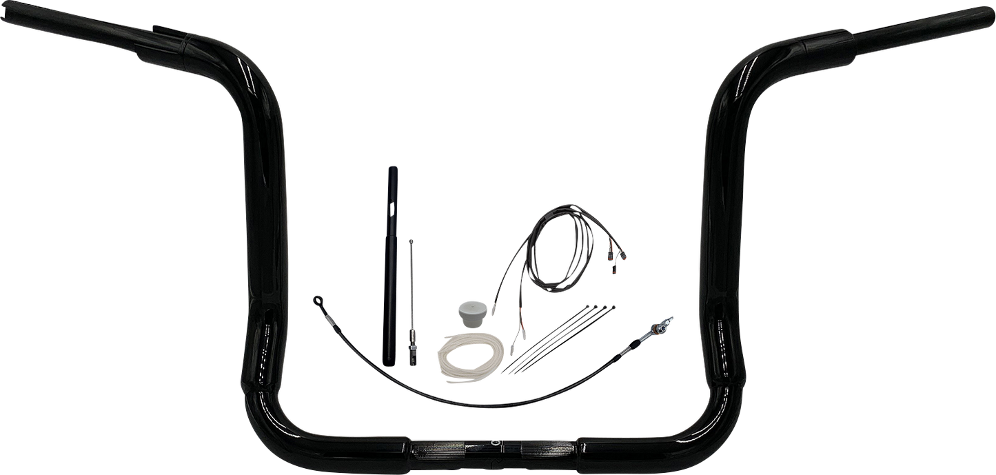 Fat Baggers, Inc. 1-1/2" EZ Install Rounded Top Handlebar Kit 14" Black 819414-B