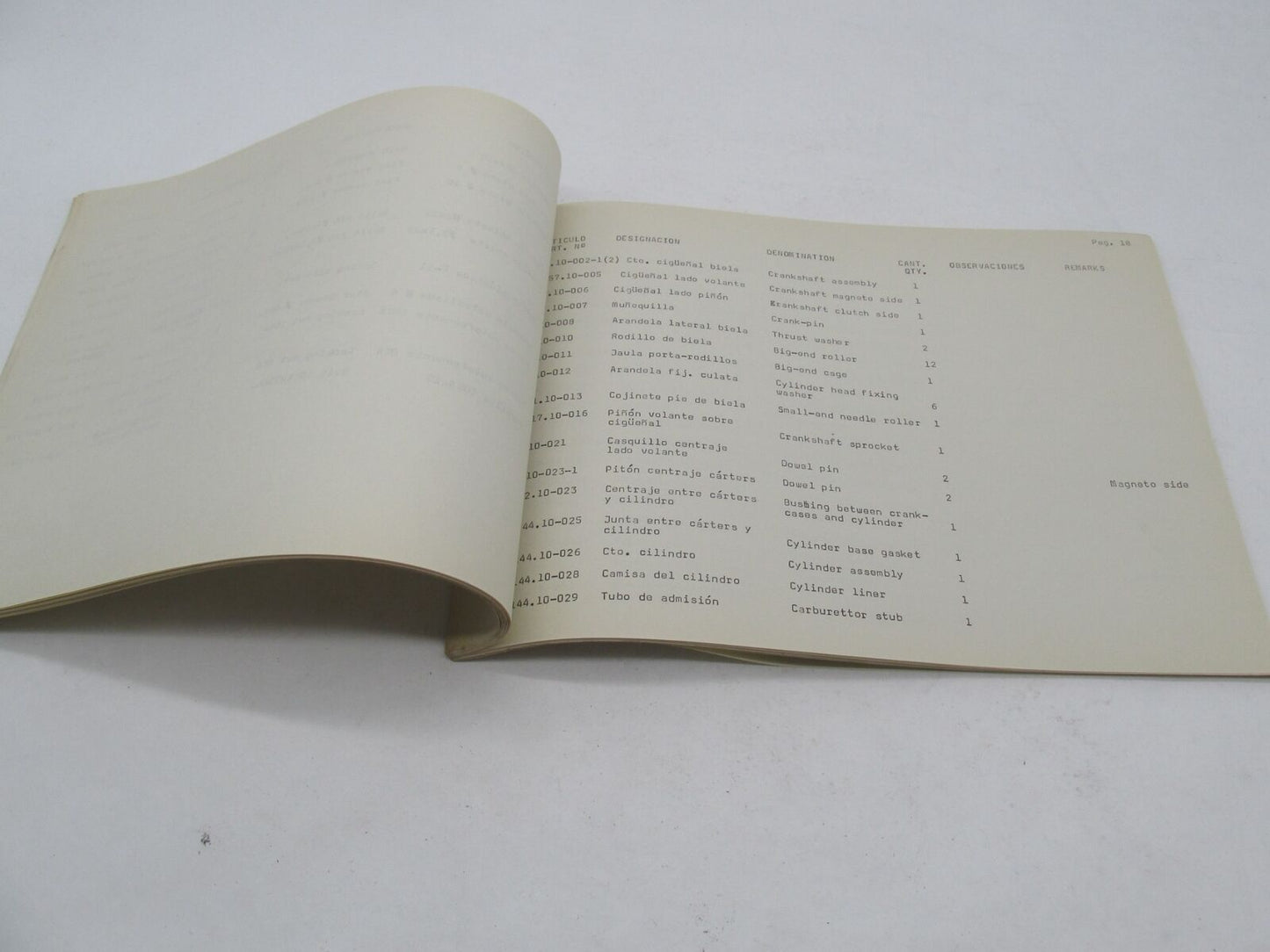 Bultaco Provisional Factory 1974 Pursang Parts Catalog List Book 144.32-P066