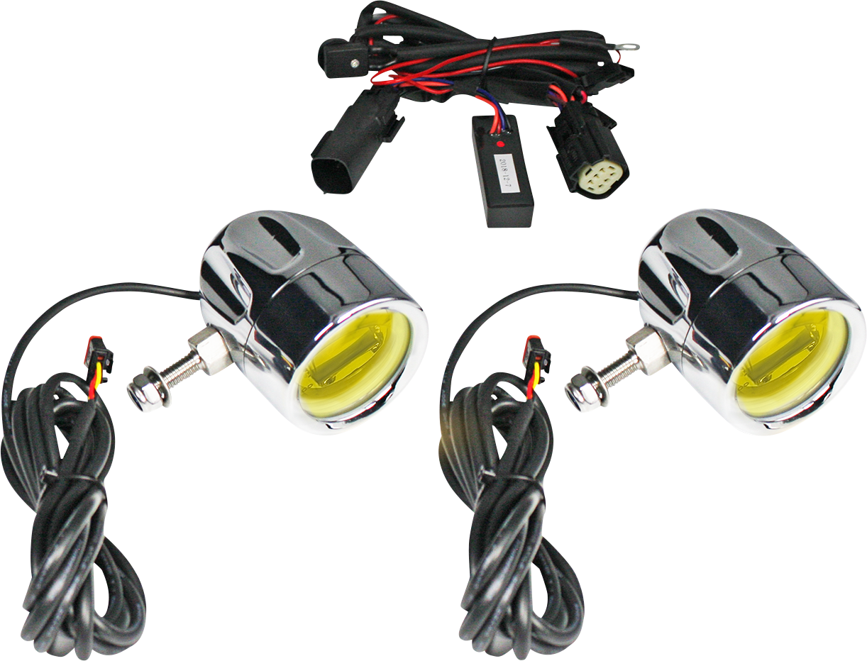 Custom Dynamics ProBEAM LED Halo Fog Lights Chrome - Yellow Lens PB-FOG-BCM-YC