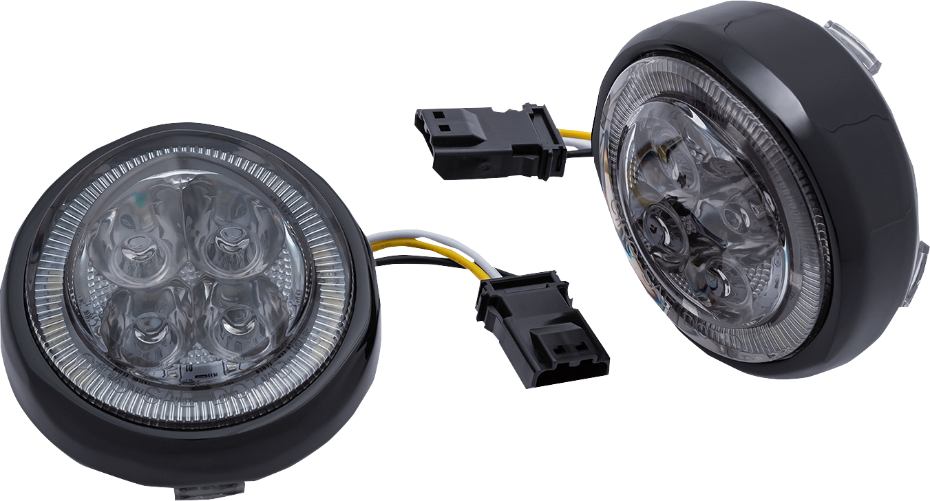 CIRO LED Lighted Fang Front Signal Light Inserts with Bezel Black/Smoke 45623
